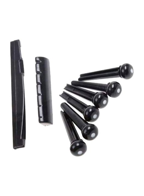 8-Piece Bridge Pins With Nuts And Saddle Bone