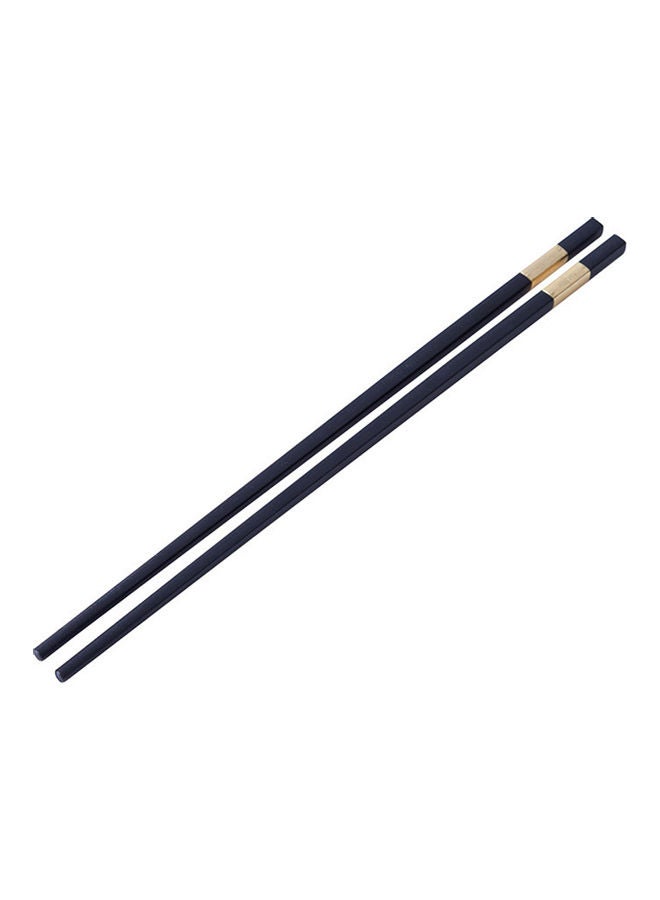 Pair Of 10 Alloy Chopsticks With Golden Stamping Set Black 28*1.5*7.5cm - Image 1
