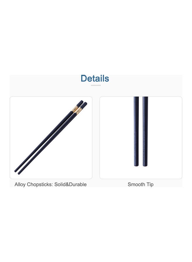 Pair Of 10 Alloy Chopsticks With Golden Stamping Set Black 28*1.5*7.5cm - Image 2