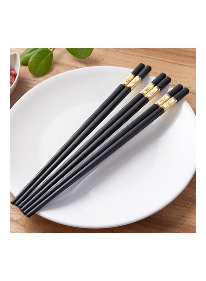 Pair Of 10 Alloy Chopsticks With Golden Stamping Set Black 28*1.5*7.5cm - Image 4