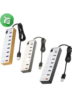 ماركة غير محددة موزع USB 3.0 عالي السرعة ب8 منافذ USB طراز BYL-3012 - لون أسود متعدد الألوان 