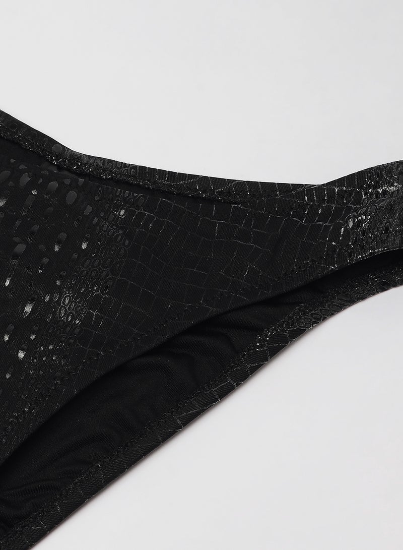 trendyol - Glossy Croc Embossed Bikini Bottoms Black - Image 1