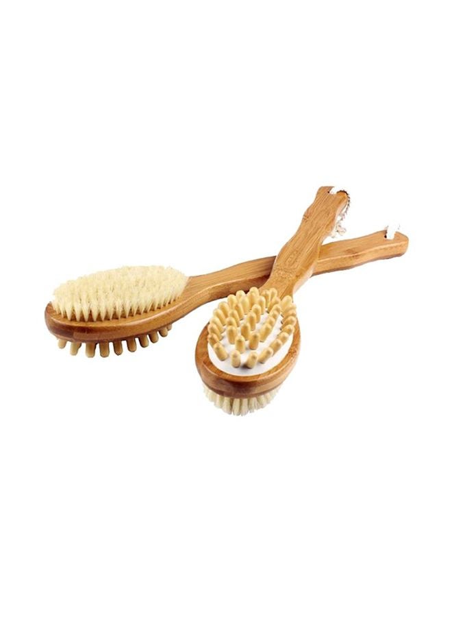 QiaoKai 2-Piece Double-Sided Body Brush Set Brown/Beige 40x7.5x5.5centimeter  - Image 1