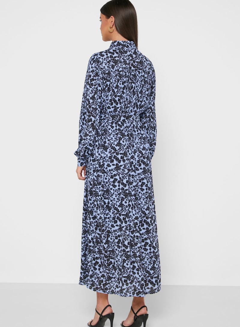 VERO MODA Allover Floral Printed Midi Dress Blue/Black  - Image 2