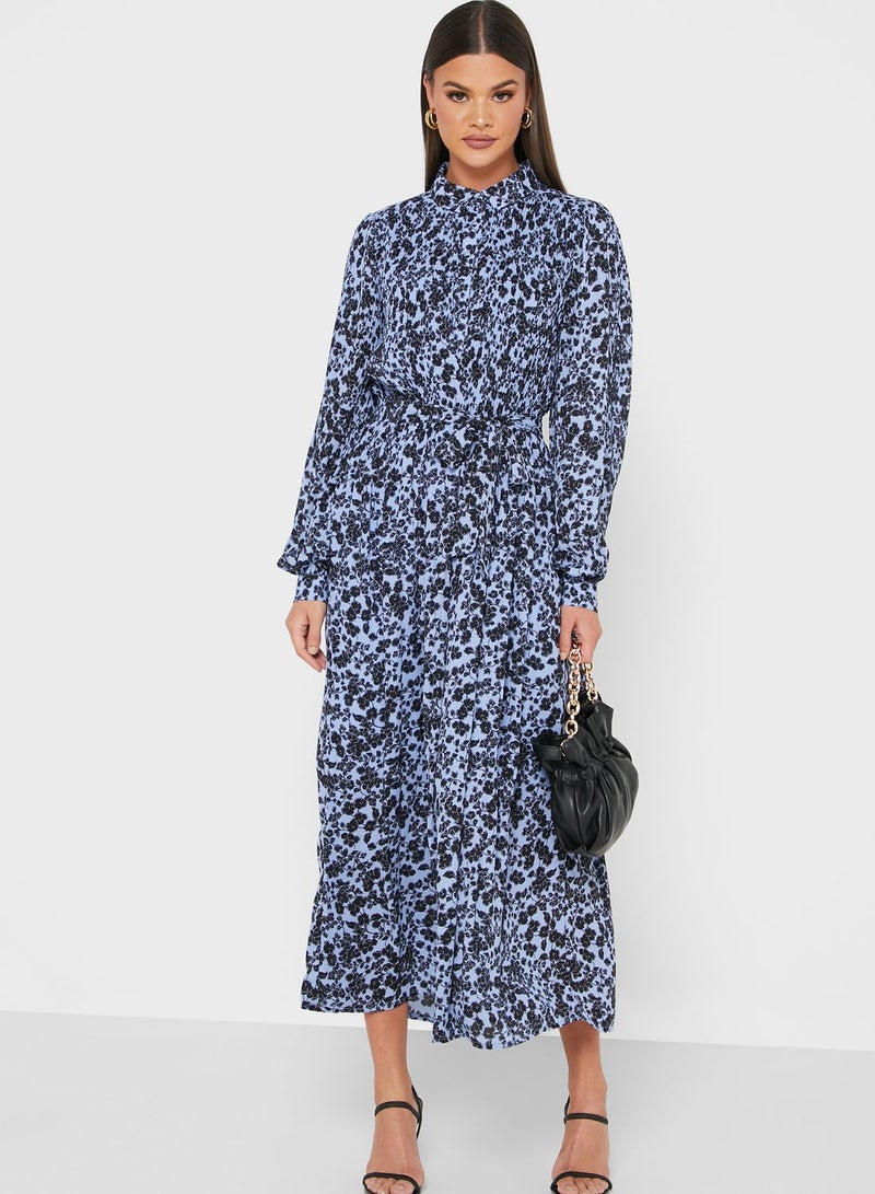 VERO MODA Allover Floral Printed Midi Dress Blue/Black  - Image 4