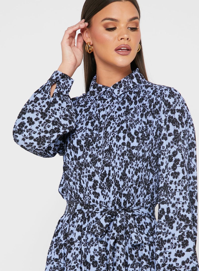 VERO MODA Allover Floral Printed Midi Dress Blue/Black  - Image 3
