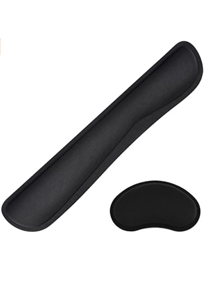 Memory Foam Set Keyboard Rest Pad And Mouse Wrist Cushion Support For Office, Computer, Laptop, Mac, Comfortable & Lightweight For Easy Typing Pain Relief Black  - Image 1
