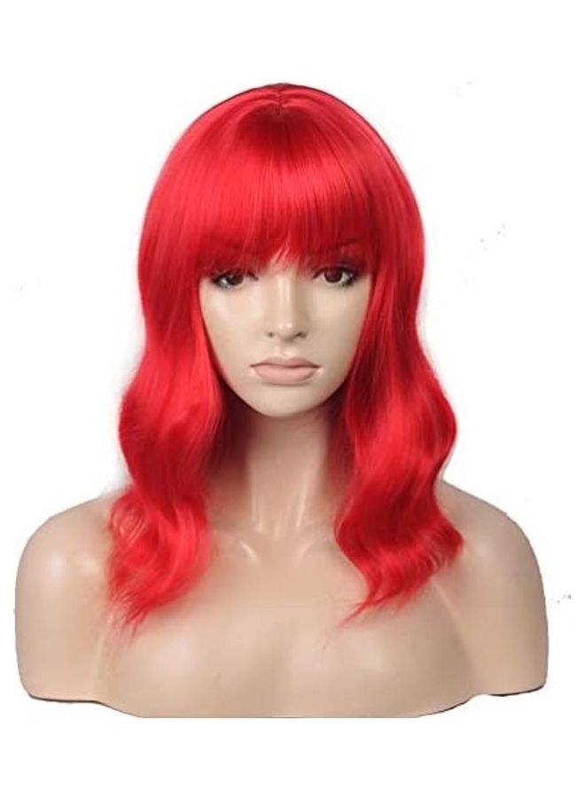 BERON Synthetic Wig With Air Bangs Wig Bright Red 14inch