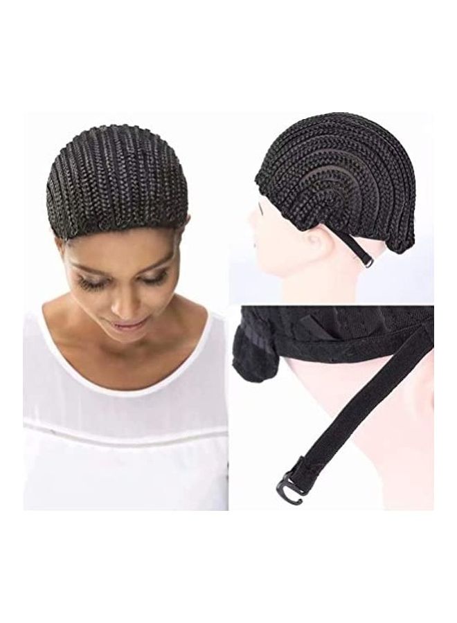 FEEL ME Adjustable Cornrow Braided Wig Cap With Adjustable Straps Black 8inch 