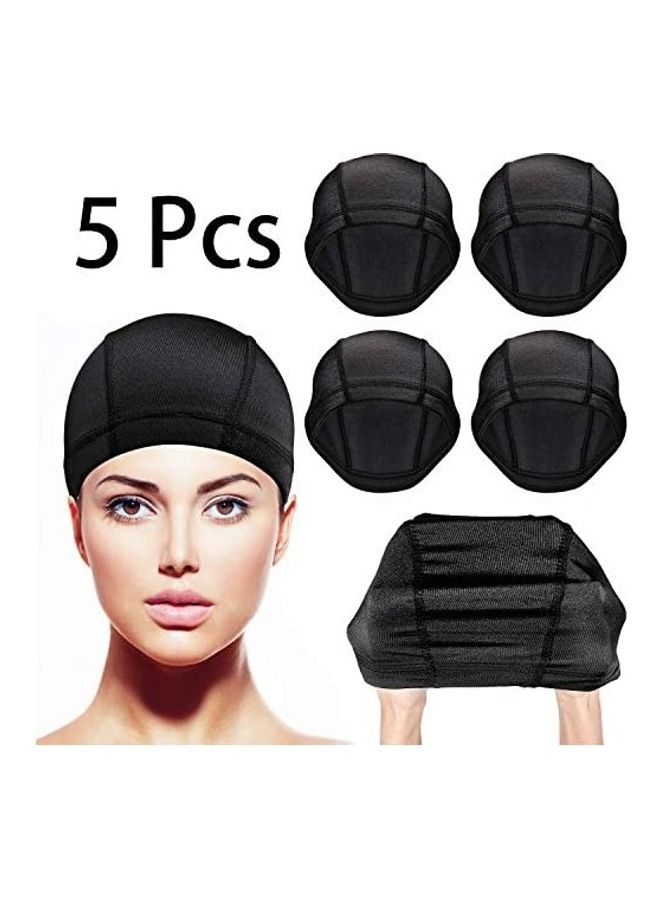 Tatuo Pack Of 5 Dome Caps Stretchable Wigs Cap Black 8inch 