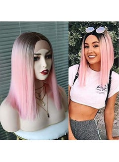 F&D Synthetic Wigs For Women Pink 8inch 