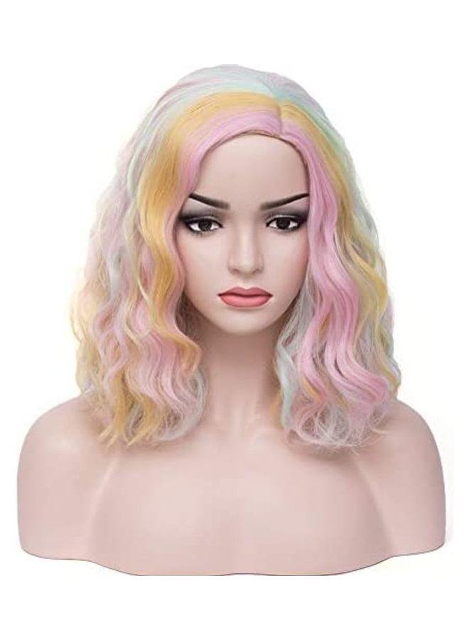 بيرون باروكة بشعر قصير مجعد متعدد الألوان 8بوصة