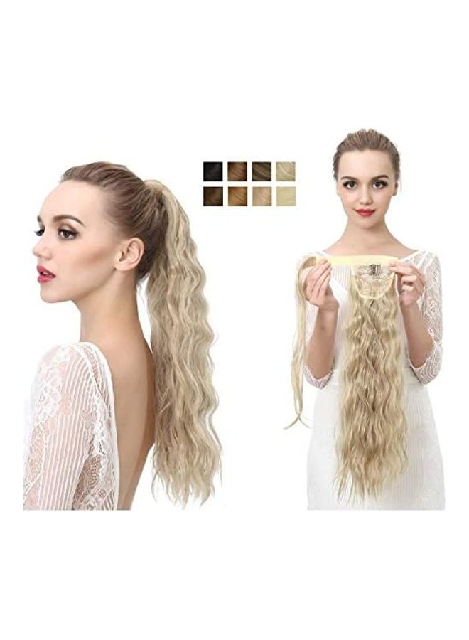 سارلا ربطة شعر مستعار بتصميم ذيل حصان بمشبك طويل ملتف ذهبي 22بوصة