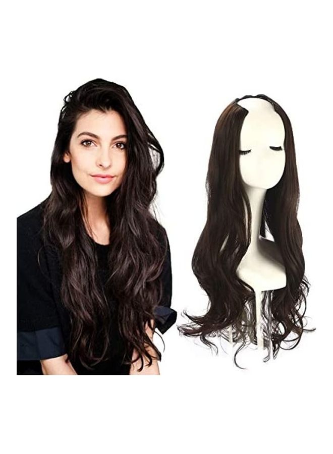 سارلا شعر مستعار من ألياف صناعية بطول يصل إلى نصف الرأس يُثبت بمشبك بني غامق 5بوصة