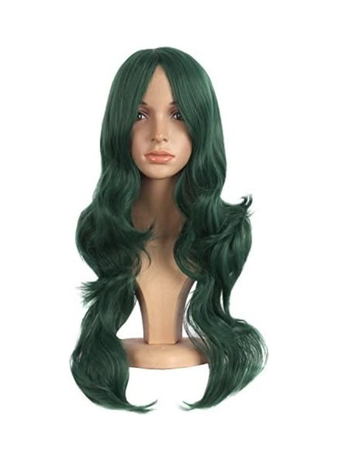 Synthetic Long Wavy Side Bangs Party Anime Cosplay Wig Green 24inch