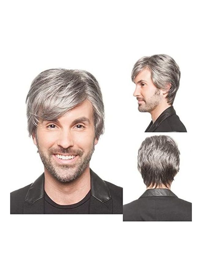 Men's Short Straight Wig Grey 8inch