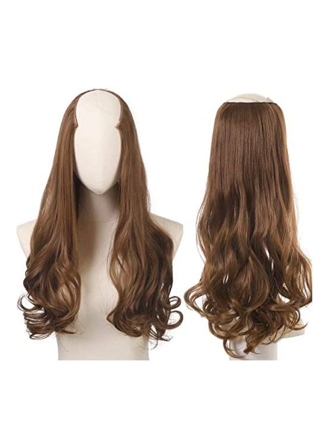 سارلا وصلات شعر بمشبك على شكل حرف U بني 24بوصة