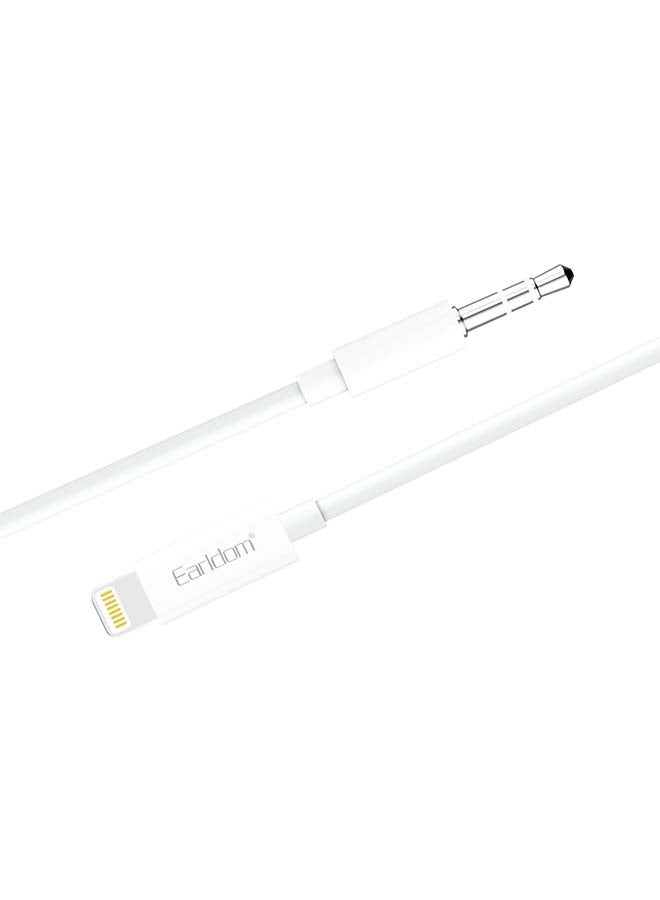 Earldom Lightning To 3.5 mm Male Aux Stereo Audio Cable White - Image 2