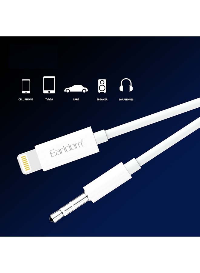 Earldom Lightning To 3.5 mm Male Aux Stereo Audio Cable White - Image 4