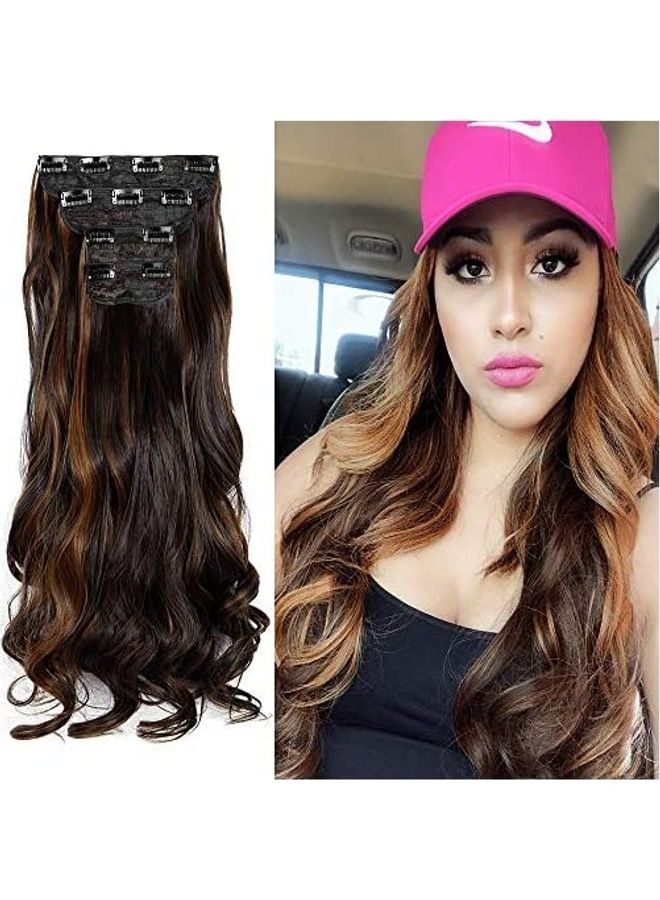 ليلينتا مجموعة وصلات الشعر المموج - 4 قطع بني غامق 18بوصة