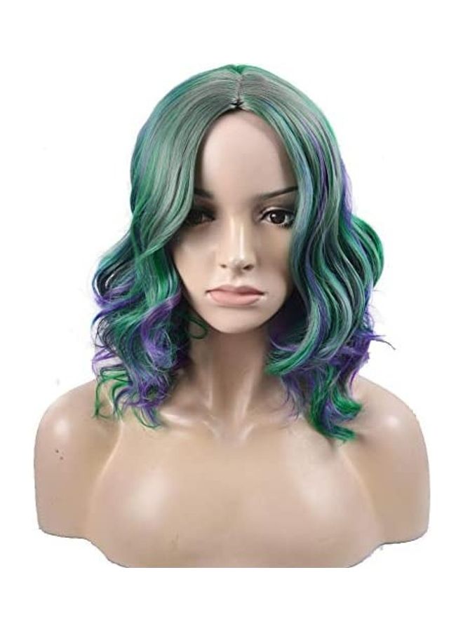 BERON Short Curly Bob Hair Extension Green/Purple 8inch 