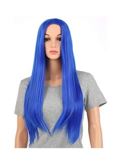 Long Straight Light Synthetic Hair Women Full Head Cosplay Wig With Wigcap Blue 29inch - v1612076911/N44067729A_1