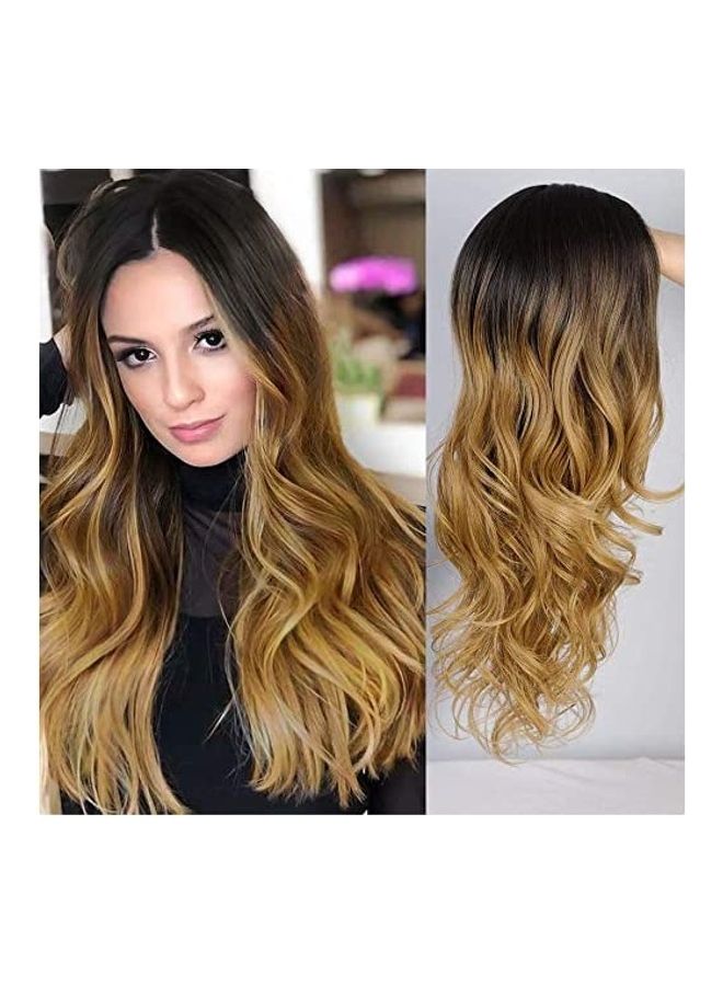 Long Wavy Hair Extension Ombre Brown 24inch - v1612076960/N44067532A_1