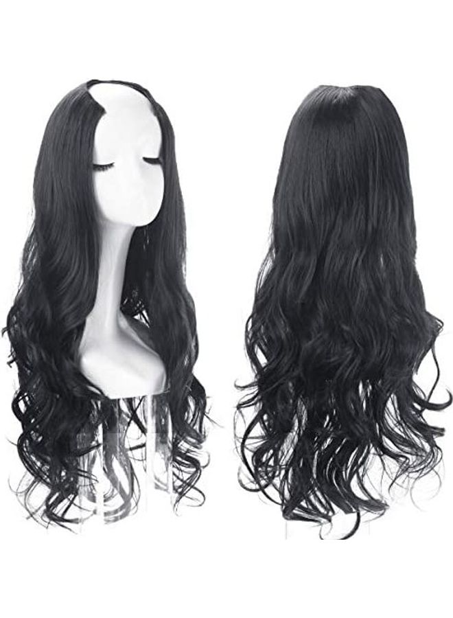 U Part Half Wig Clip Hair Extension Black 5inch