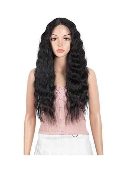 Lace Front Long Wavy Wig Black 24inch
