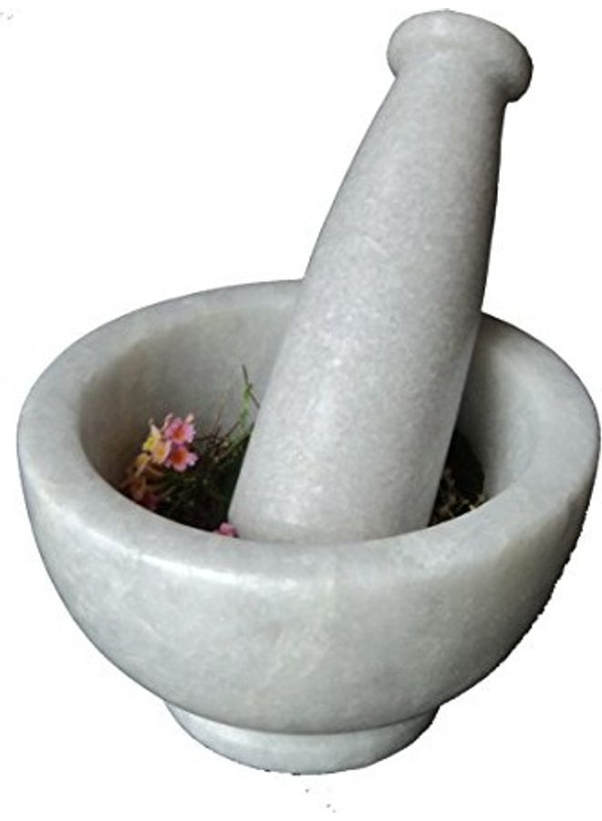 ماركة غير محددة - طقم هاون ومدقة من الحجر الطبيعي رمادي 5بوصة - Image 1