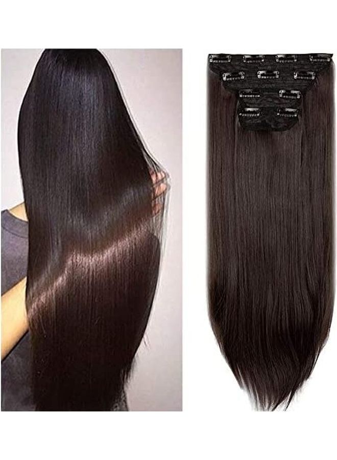 4-Piece Straight Hair Extensions Medium Brown 18inch - v1612079286/N44069388A_1