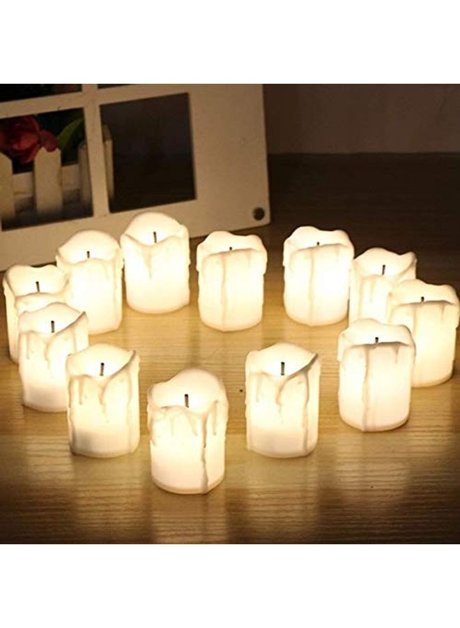 ماركة غير محددة مجموعة شموع بإضاءة LED عمودية تعمل بالبطارية مكونة من 12 قطعة أبيض دافئ  - Image 1