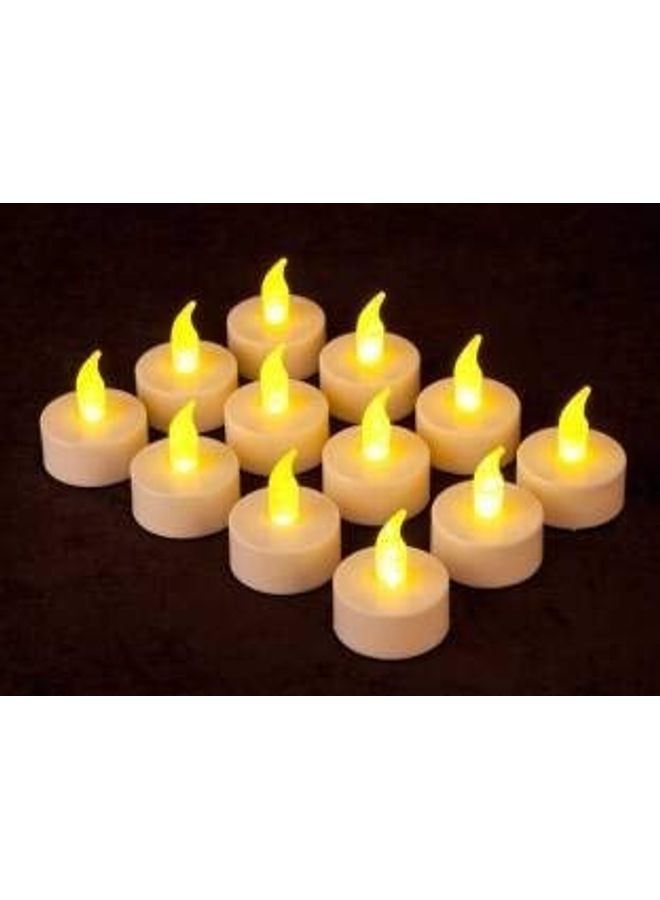 طقم مكون من 12 شمعة تي لايت LED بدون دخان ولا لهب أبيض 3سم - Image 1