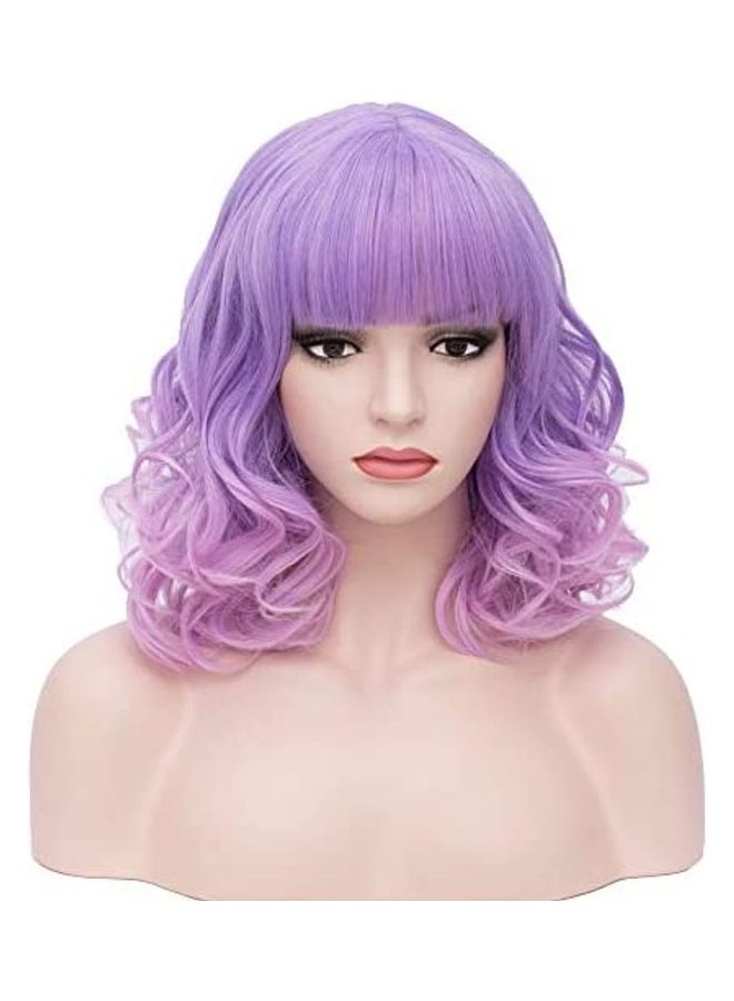 BERON Short Curly Synthetic Wig With Wigcap Pink 14inch