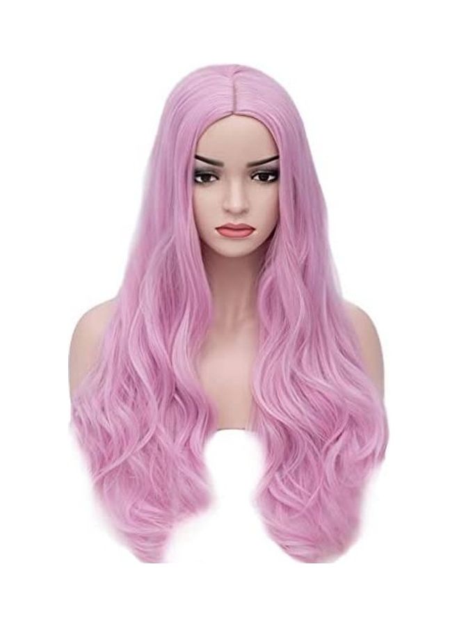 BERON Long Wavy Charming Full Synthetic Wigs For Women Pink 8inch