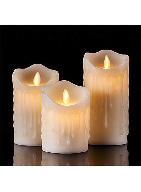 3-Piece Smokeless Flameless Battery Operated Led Tea Light Candle White