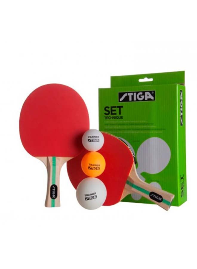 Stiga Technique 2 Midi bats And 3 Poly Balls Table Tennis Set 30cm 