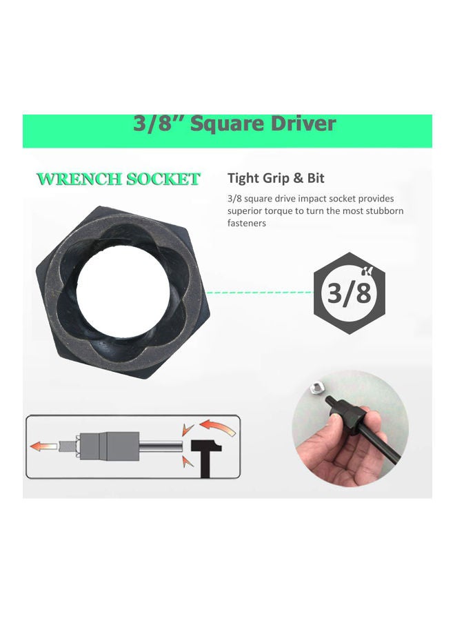 11-Pieces Of Impact Bolt Nut Remover Set black 15.00*3.00*10.00cm - Image 2