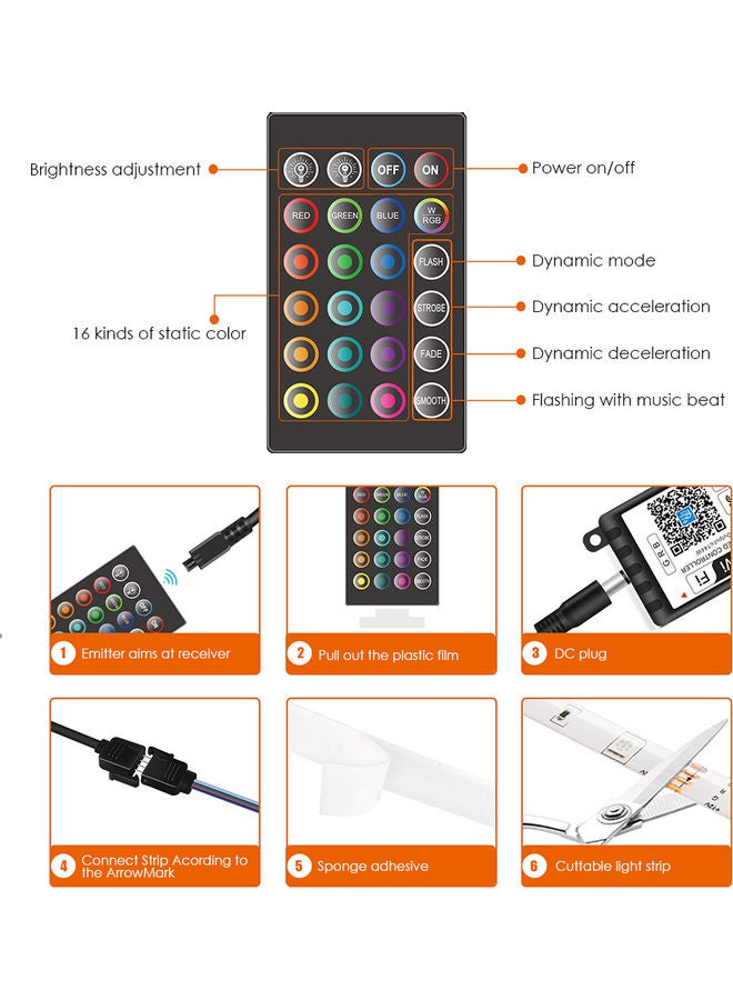 Smart LED RGB Strip Lights Multicolour 10meter