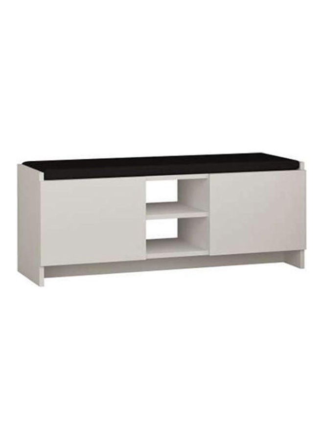 Retro Two Open Shelves And Two Storage Units With Two Closed Shelves TV Stand White/Black 110X43X37cm - Image 1