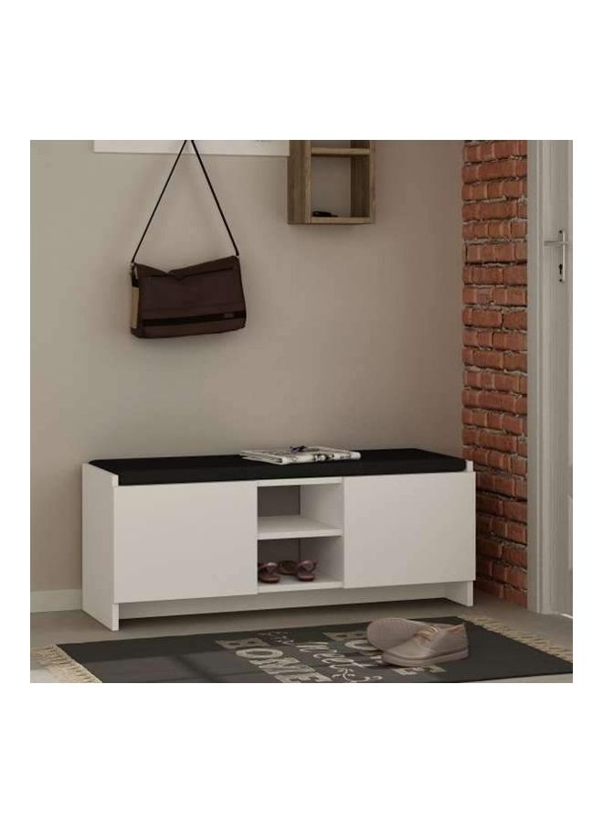 Retro Two Open Shelves And Two Storage Units With Two Closed Shelves TV Stand White/Black 110X43X37cm - Image 2