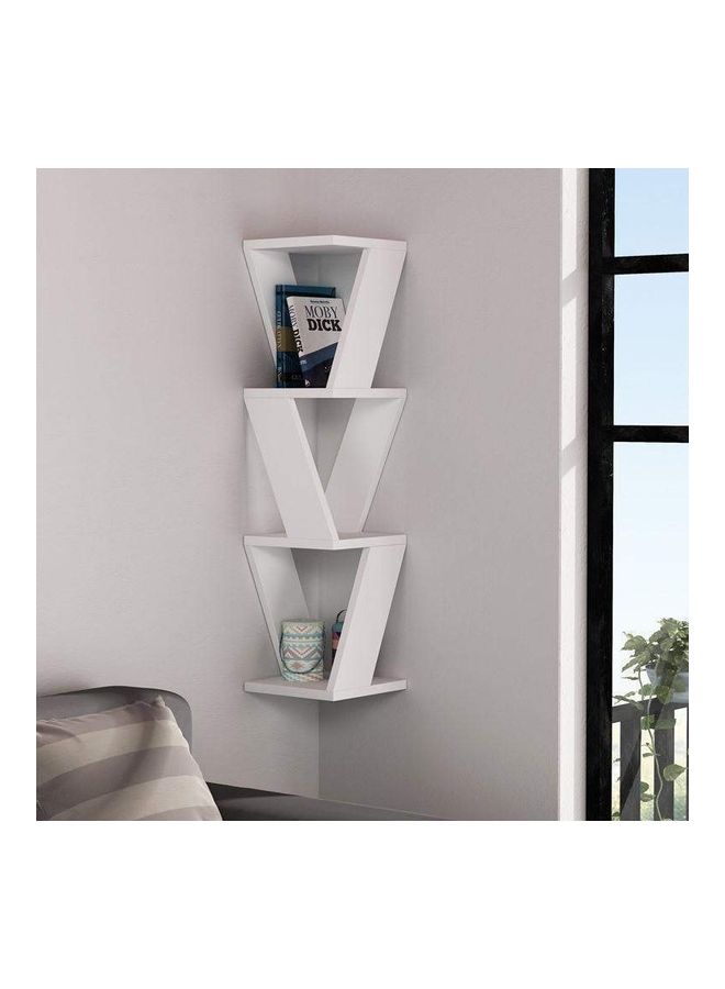 Retro Modern Corner Wall Shelf White 22X85X22cm  - Image 2