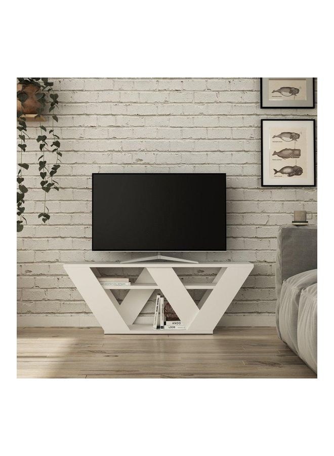 ريترو وحدة ترفيه من الخشب للتلفزيون أبيض 110X40X30سم - Image 2