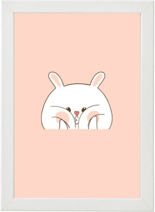 Cartoon Printed Poster With Frame Pink/White 21x30cm