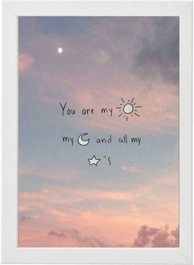 Quote Printed Poster With Frame Multicolour 21x30cm
