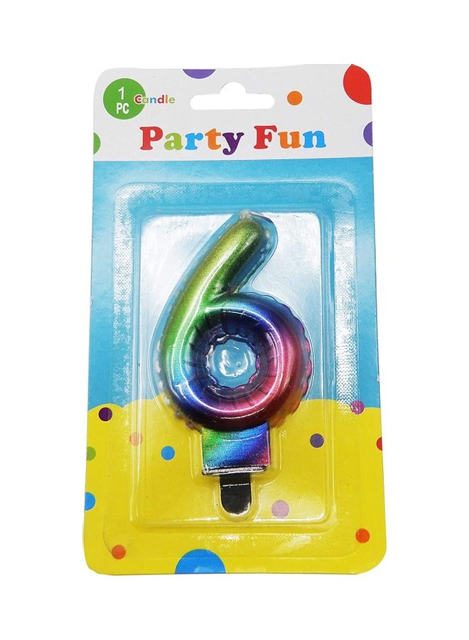 بارتي فن شمعة بلمعة معدنية على شكل رقم 6 3بوصة