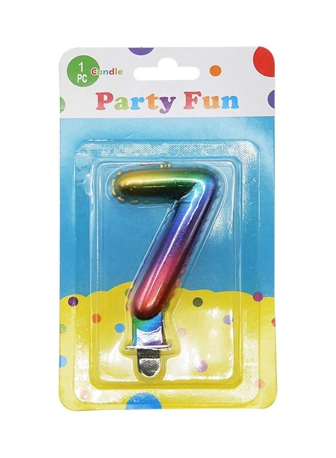 بارتي فن شمعة بلون معدني على شكل رقم 7 3بوصة