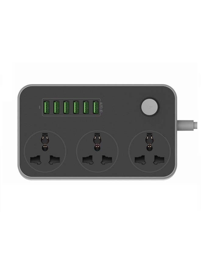 أمتكو - موصل تيار ب6 منافذ USB مع 3 مقابس،نوع التيار متردد أسود - Image 1