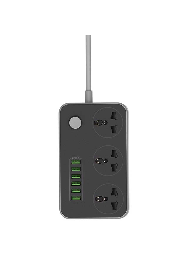 أمتكو - موصل تيار ب6 منافذ USB مع 3 مقابس،نوع التيار متردد أسود - Image 1