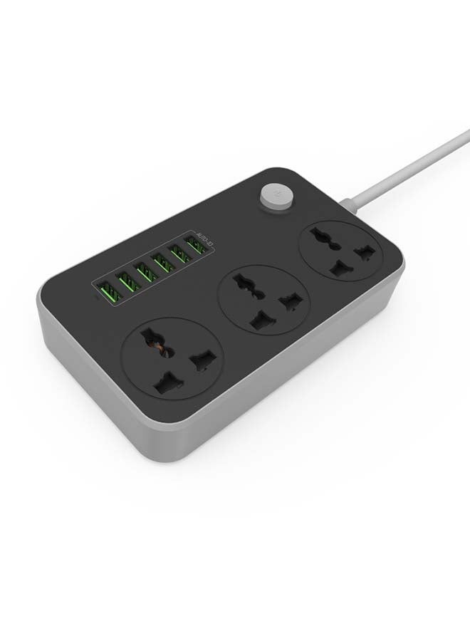 أمتكو - موصل تيار ب6 منافذ USB مع 3 مقابس،نوع التيار متردد أسود - Image 1